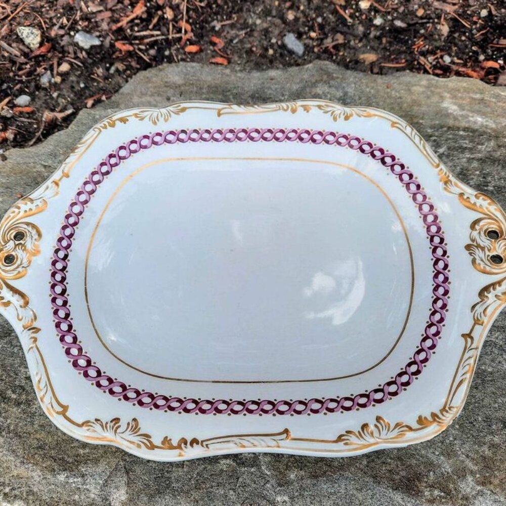 Antique Victorian Era Wedgwood Pearl raised cake plate with handles